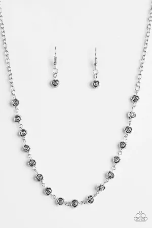 Paparazzi Necklace ~ Roadside Roses - Silver