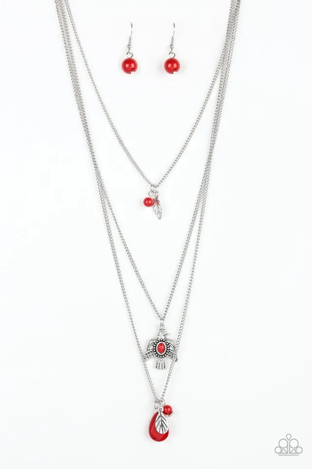 Paparazzi Necklace ~ Soar With The Eagles - Red