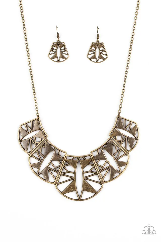 Paparazzi Necklace ~ Statement Status - Brass