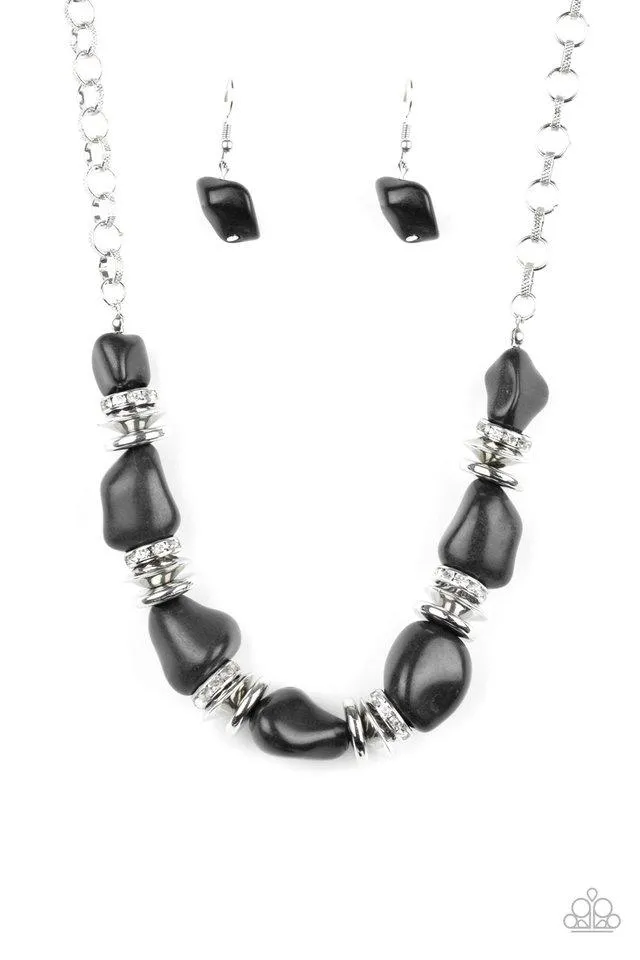 Paparazzi Necklace ~ Stunningly Stone Age - Black