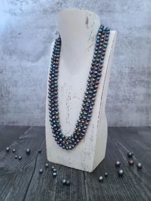 Peacock Pearl Necklace - Infinity Style - Rounds