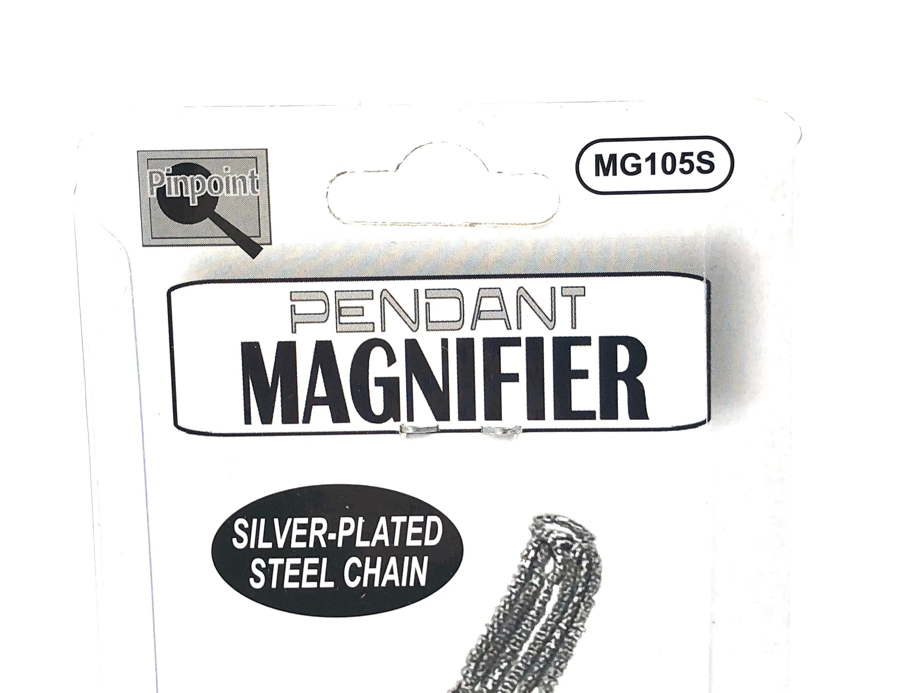 Pendant magnifier , silver plated steel chain , SKU# MG105S