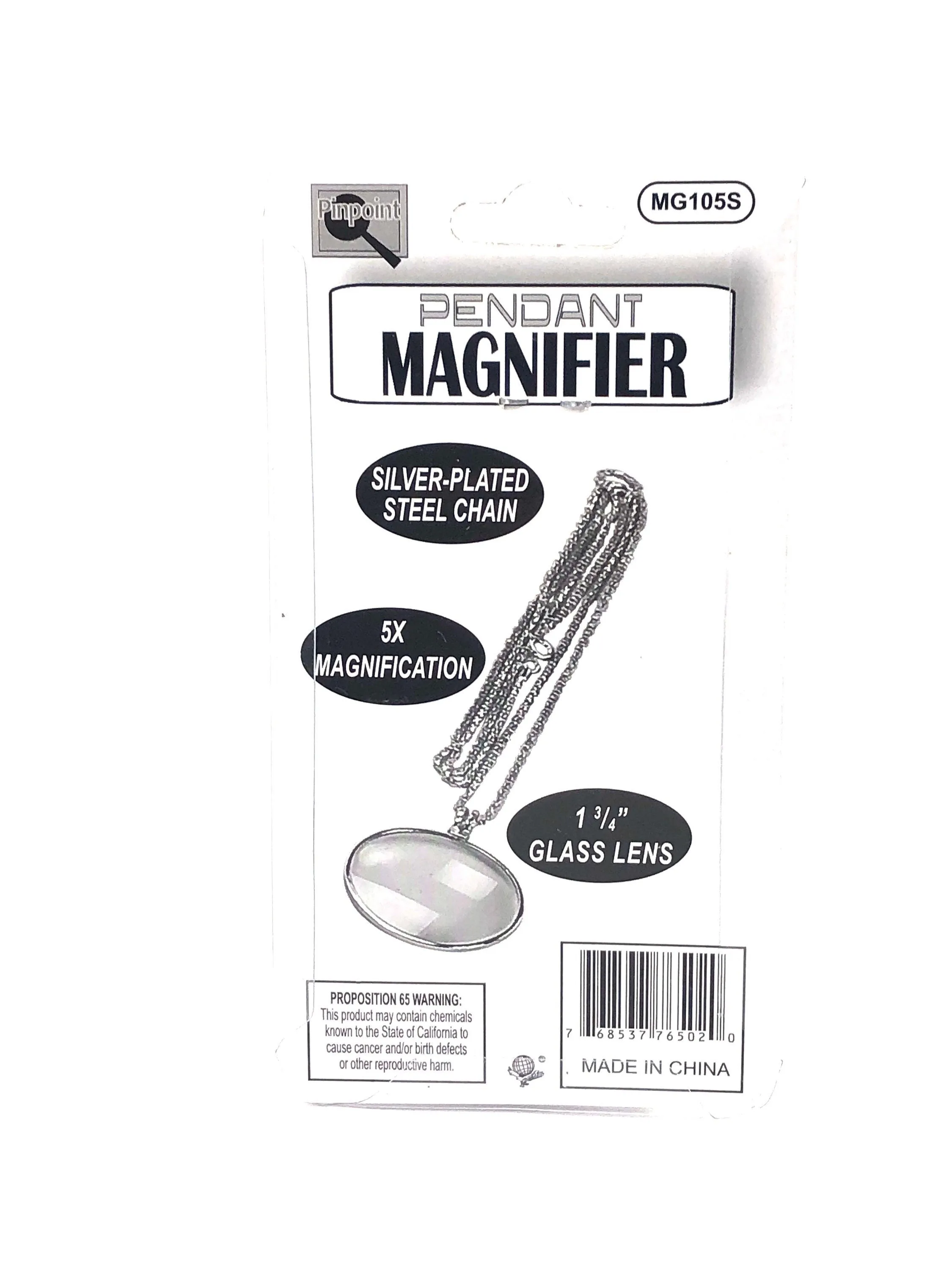 Pendant magnifier , silver plated steel chain , SKU# MG105S