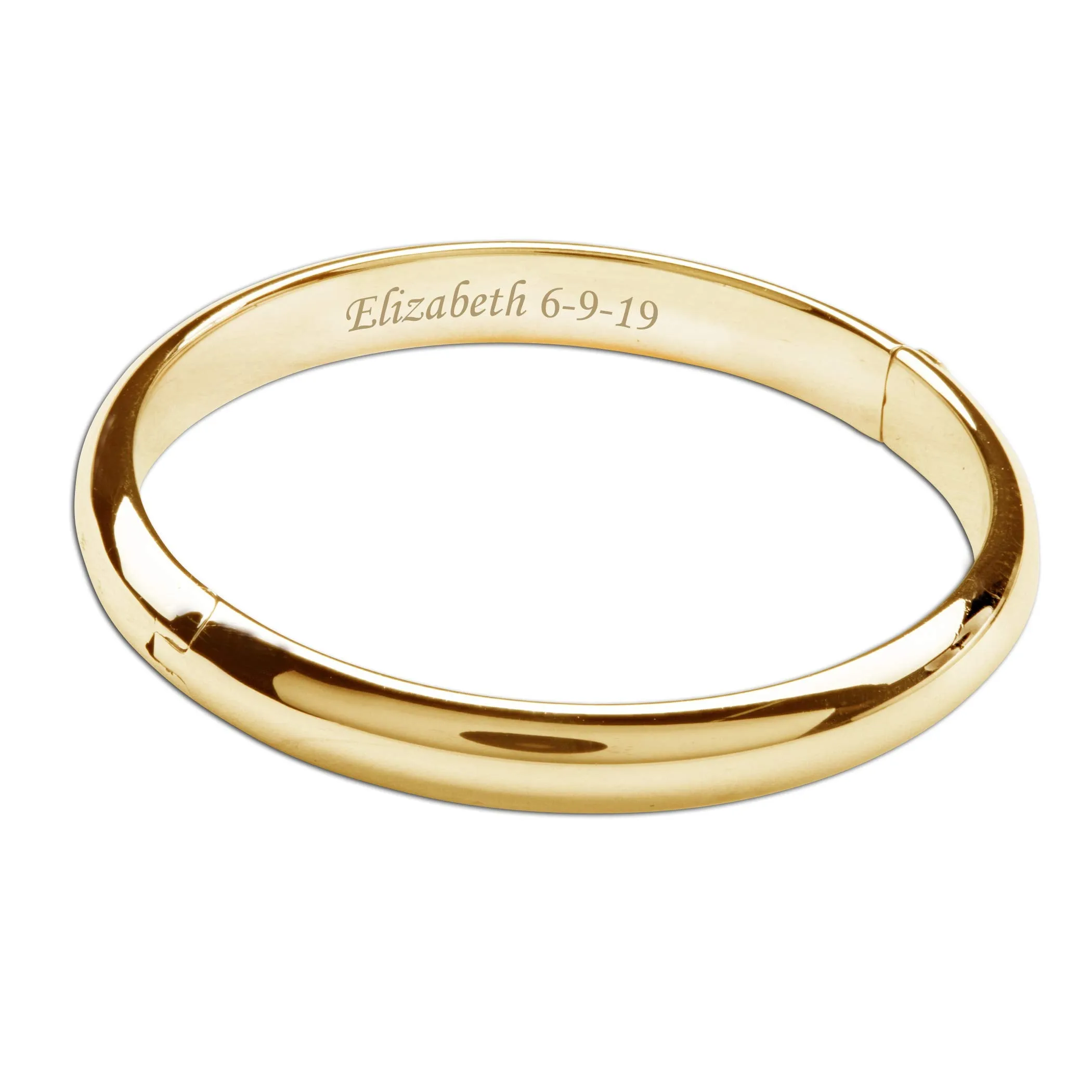 Personalized Children's 14K Gold-Plated Classic Bangle Bracelet, Custom Jewelry with Engraved Name (Child-Medium)