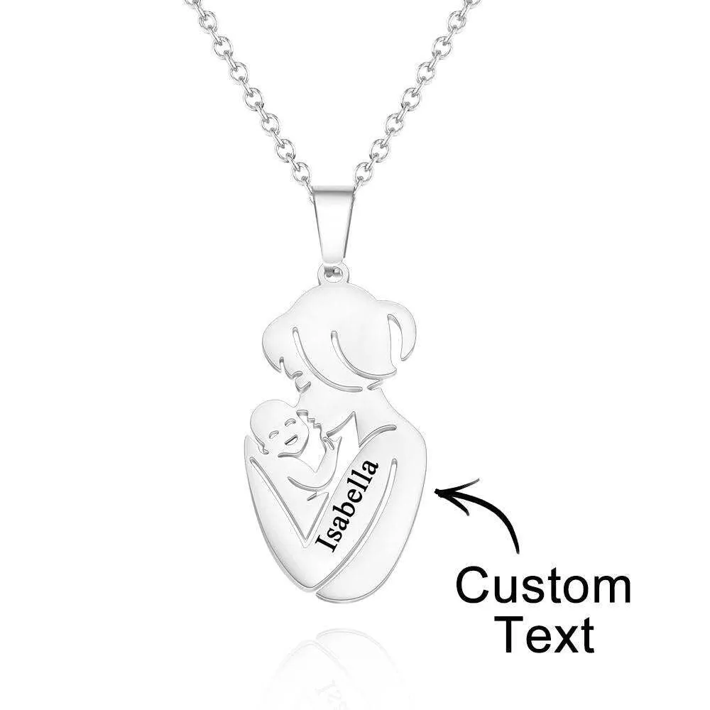 Personalized Mother Baby Name Pendant Necklace Family Jewelry Birthday Mothers Day Anniversary Gifts for Mom wife grandmom Baby shower gift