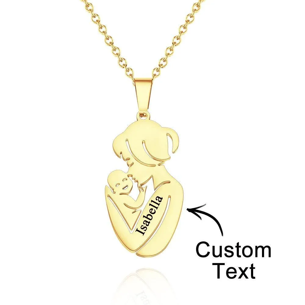 Personalized Mother Baby Name Pendant Necklace Family Jewelry Birthday Mothers Day Anniversary Gifts for Mom wife grandmom Baby shower gift