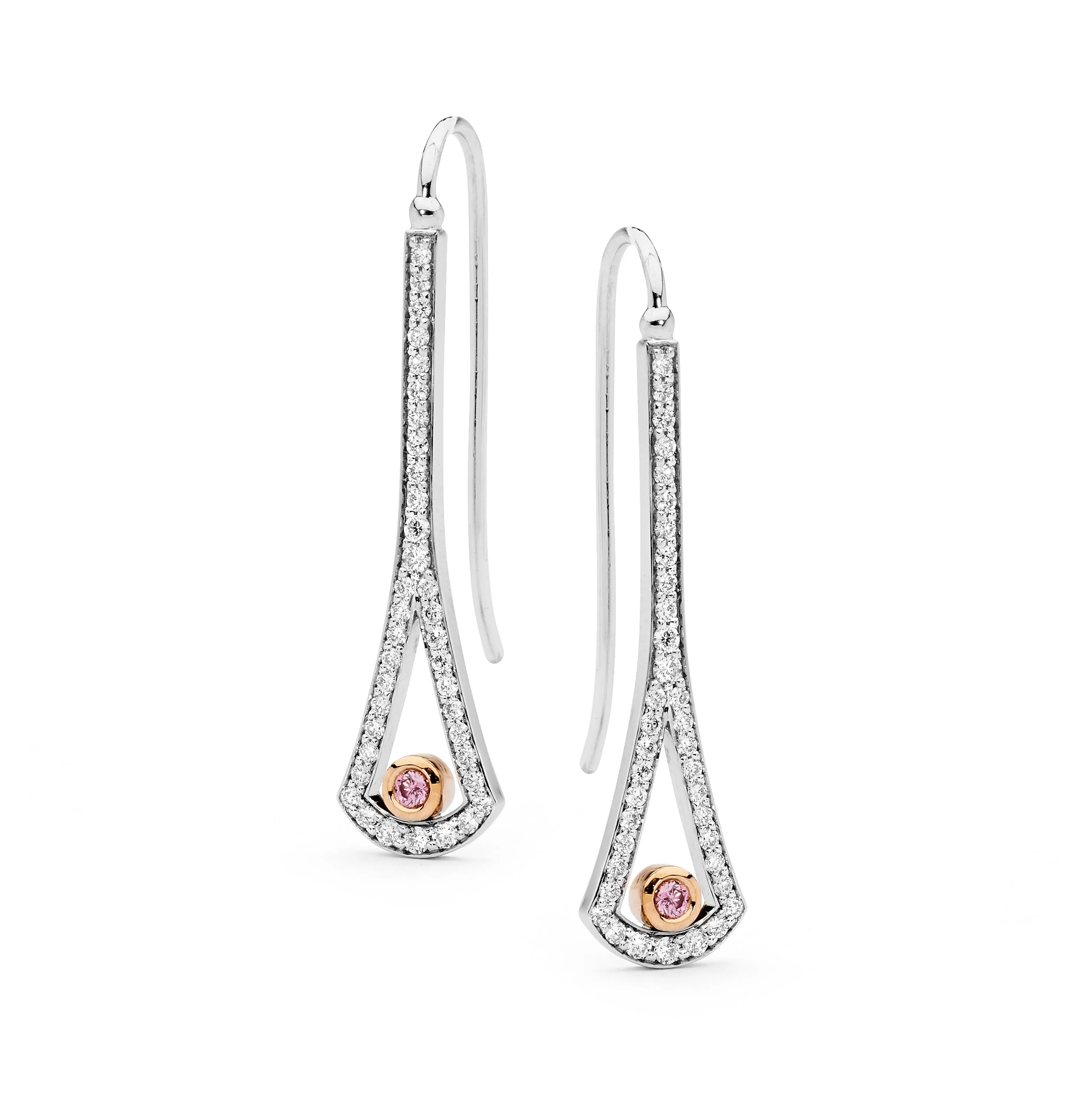 Pink Diamond French Hook Earrings