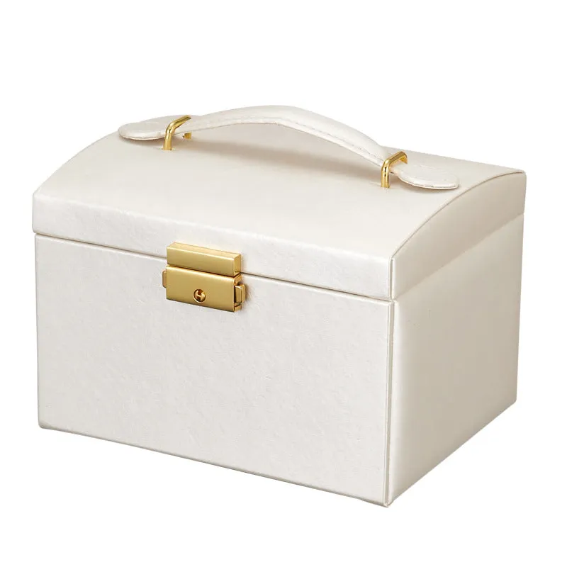 Pink Jewelry Storage Box with Handle - Luxurious Portable Organizer for Accessories