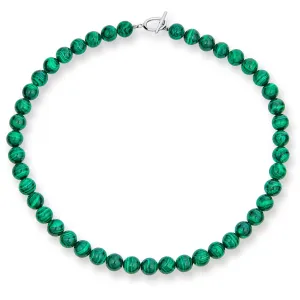 Plain Western Jewelry Green Malachite Bead Strand Necklace with Silver Clasp