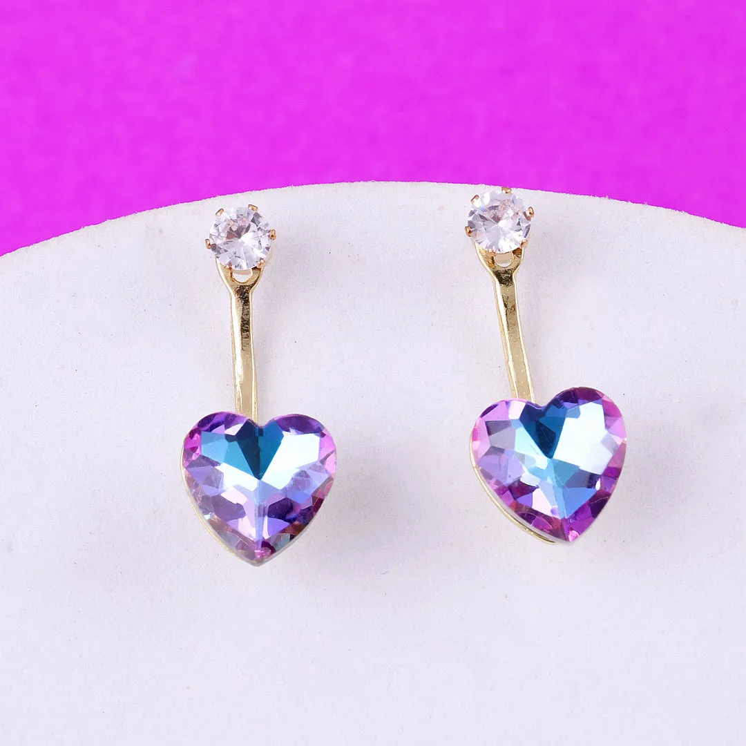 Purple Crystal Heart Earrings