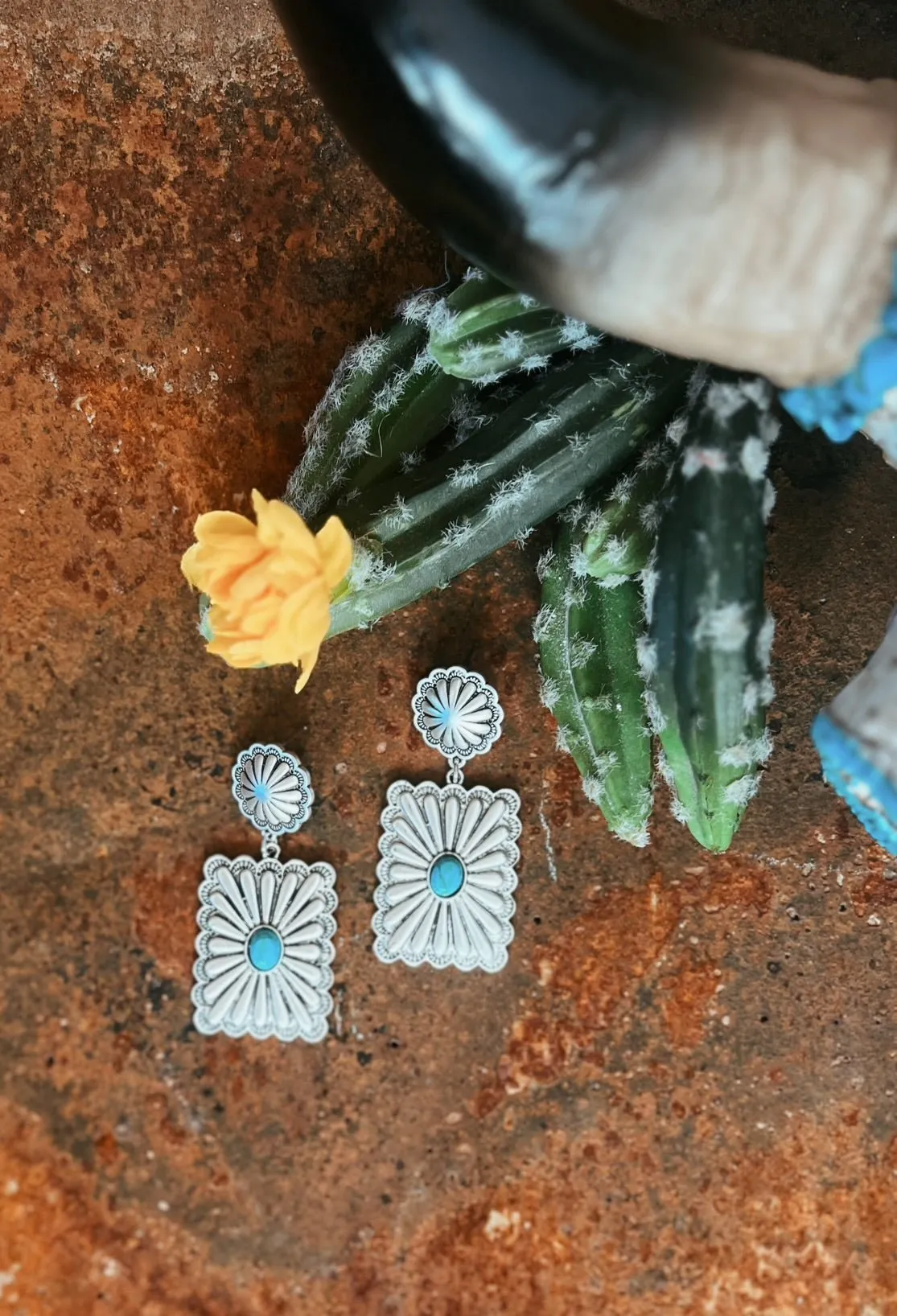 Rectangle Turquoise Post Earrings