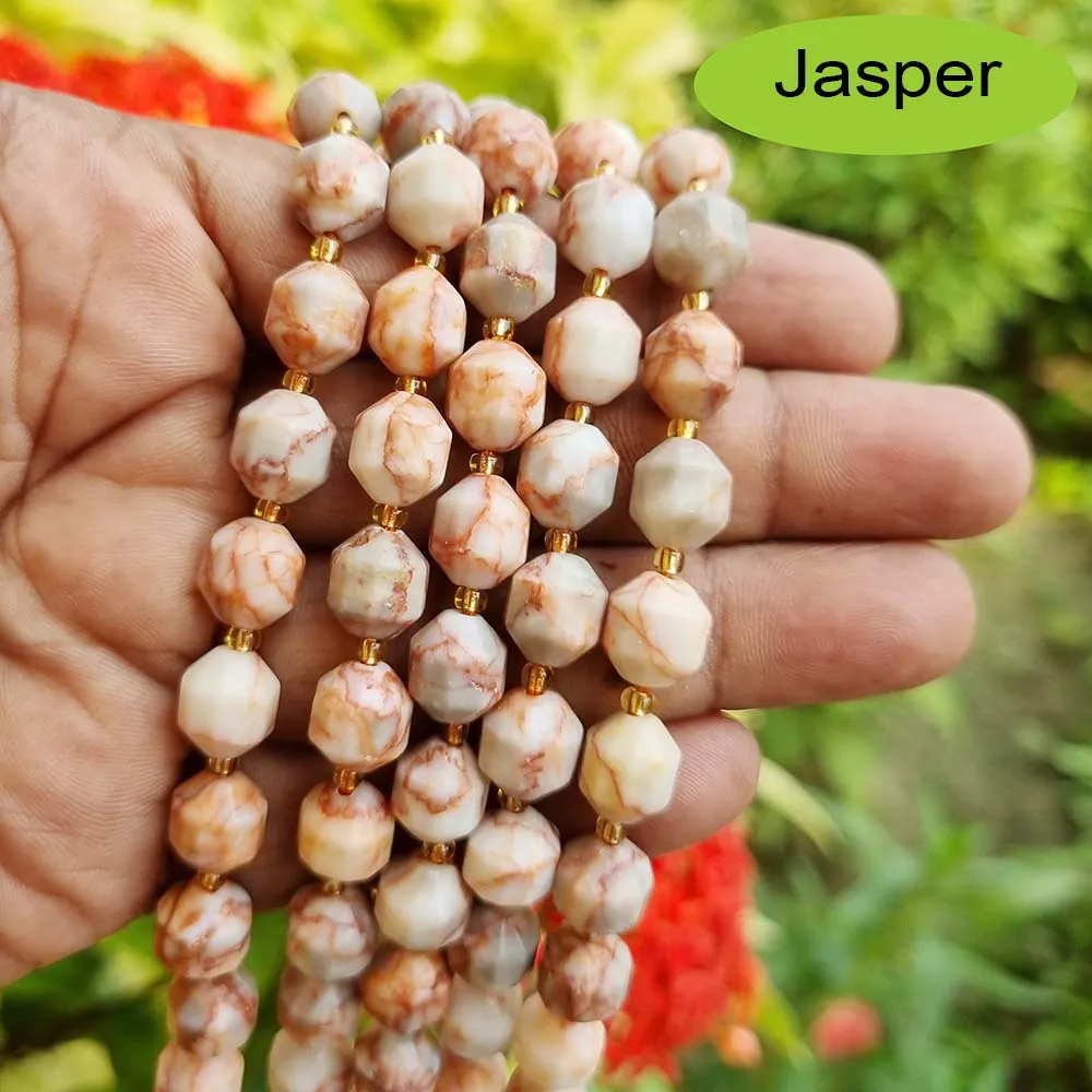 RED PICASSO JASPER ' 9-10 MM' 32-33 PIECES' PRISM CUT' AAA QUALITY' NATURAL SEMI PRECOUS BEADS SOLD BY PER LINE PACK