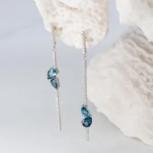 Retta London Blue Topaz Drop Earrings in Sterling Silver