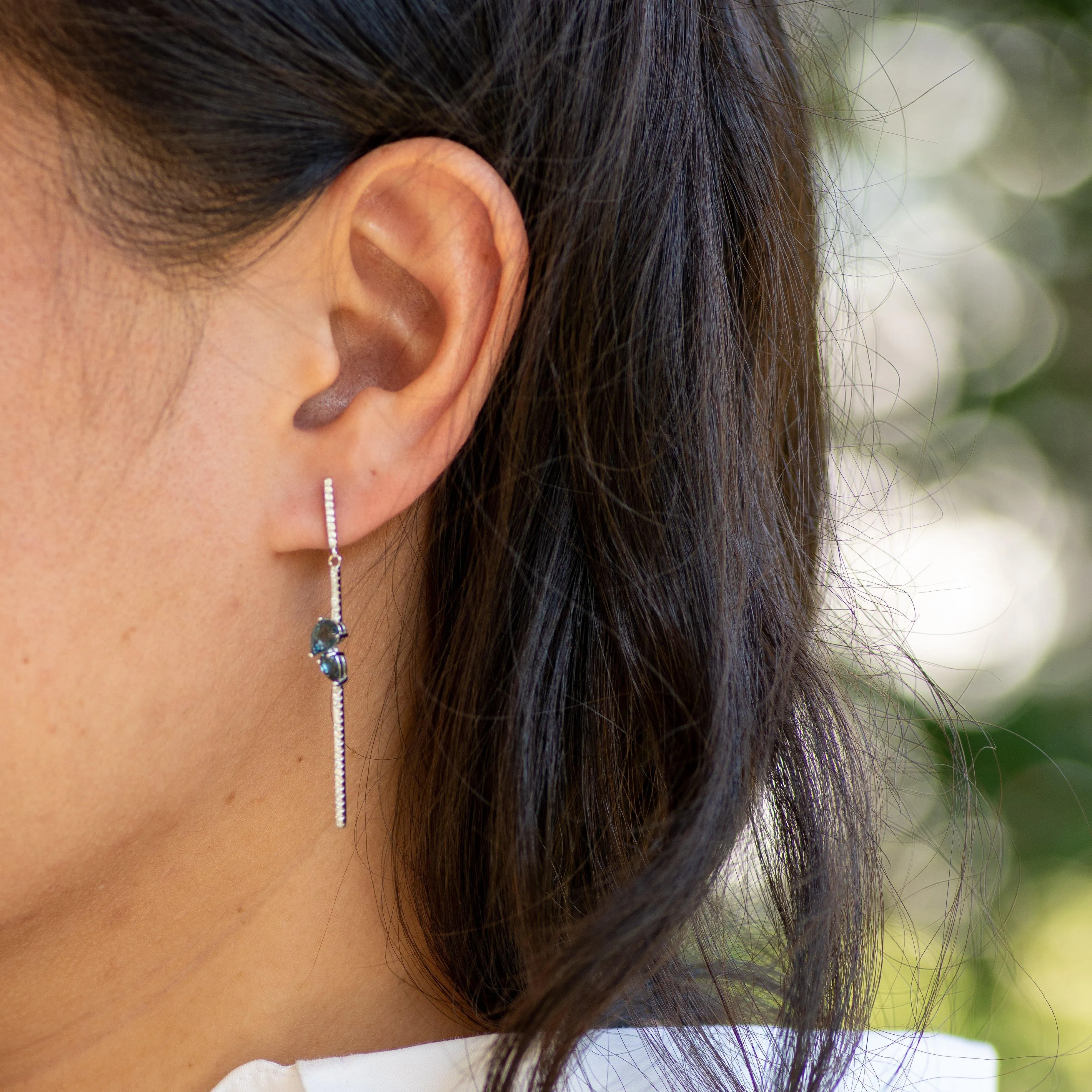 Retta London Blue Topaz Drop Earrings in Sterling Silver