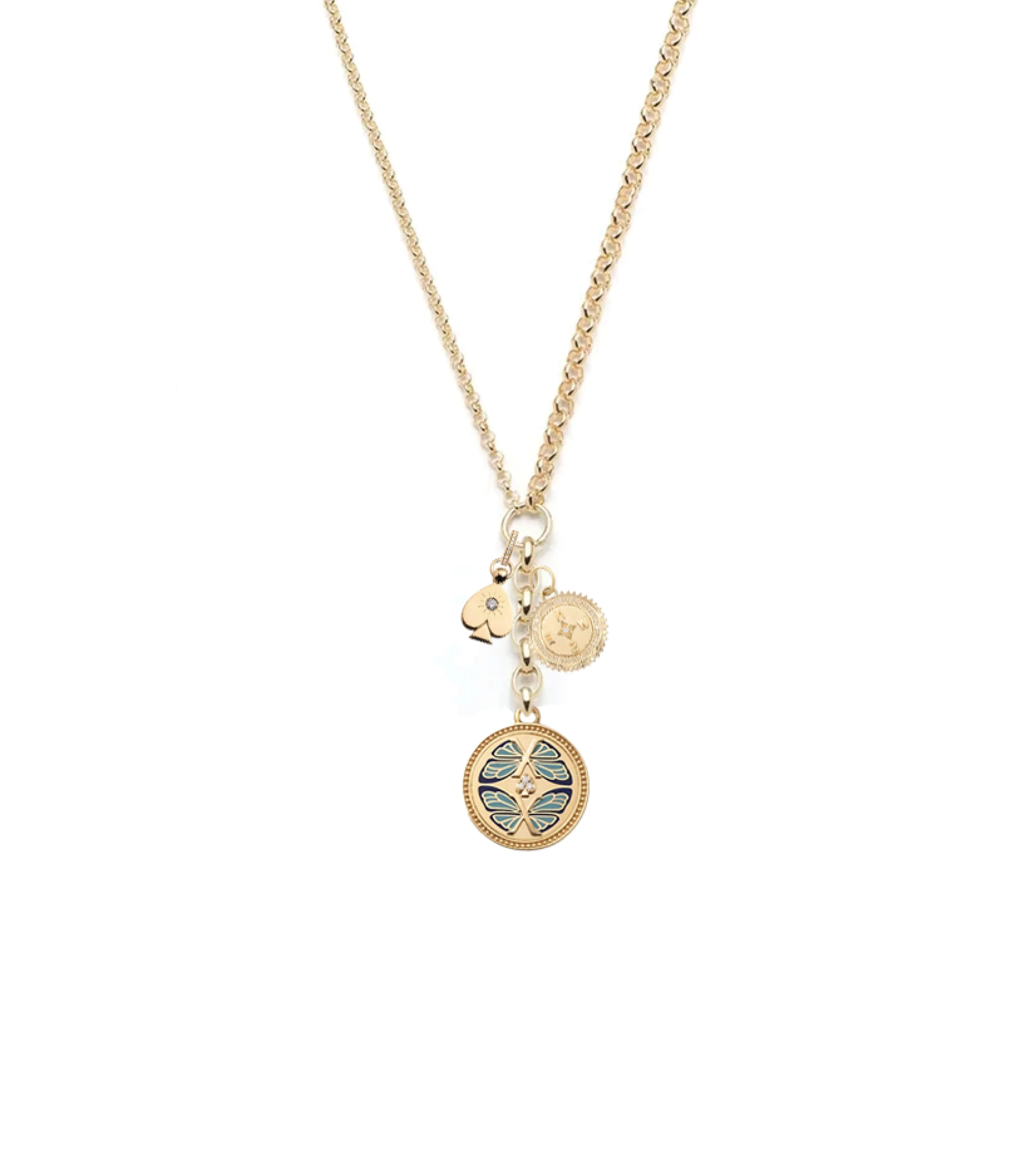 Reverie, Internal Compass & Spade : Medium Mixed Belcher Extension Chain Necklace