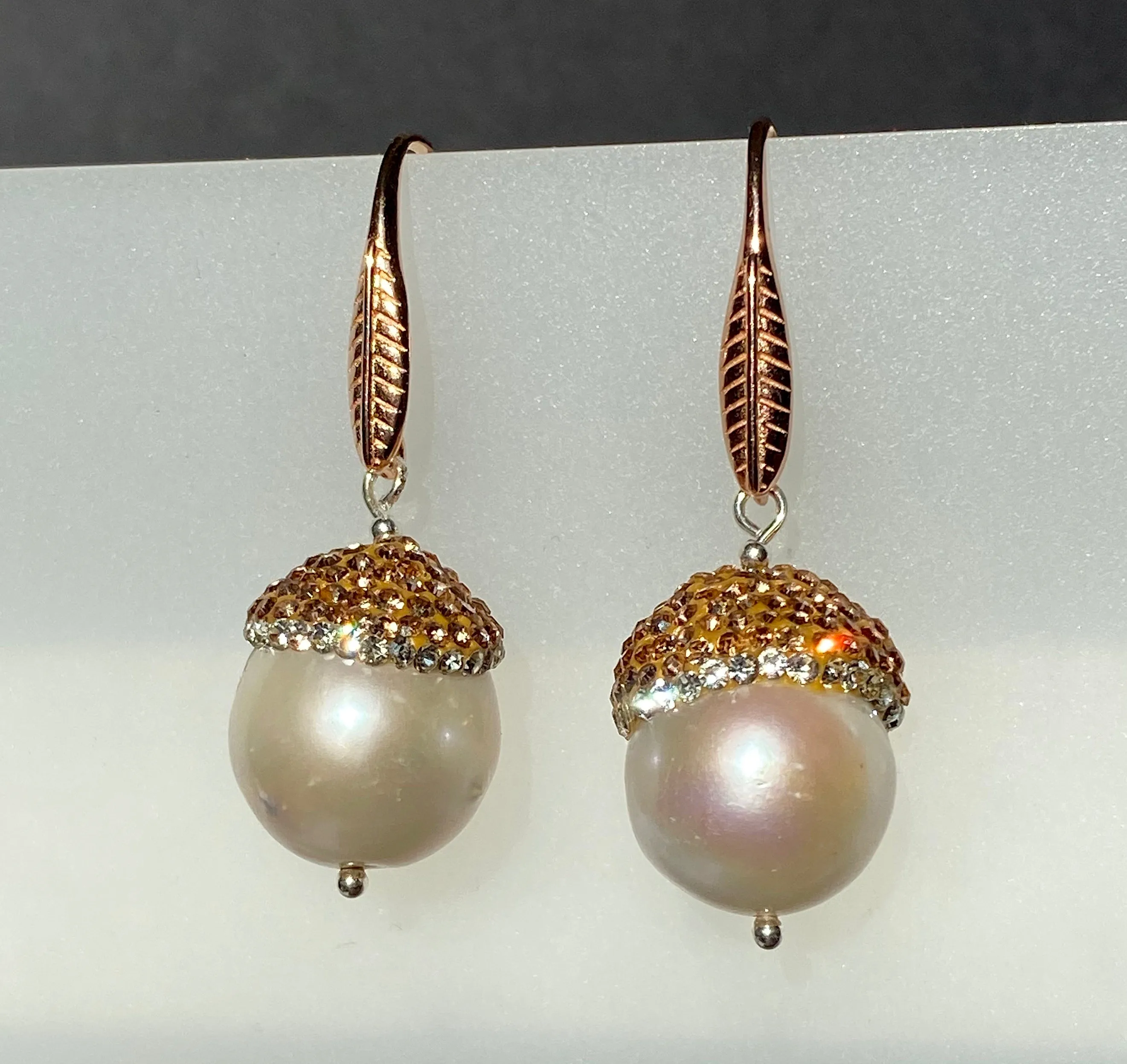 Rhinestone Keshi Pearl Earrings