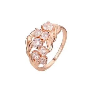 Rose Gold luxurious cluster red stones and leaves rings