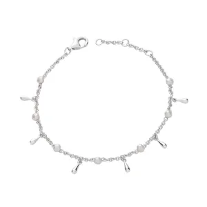 Royal Pearl Drop Anklet in Sterling Silver