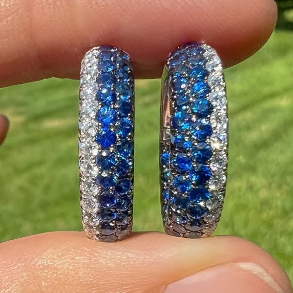 Sapphire & Diamond Hoop Earrings