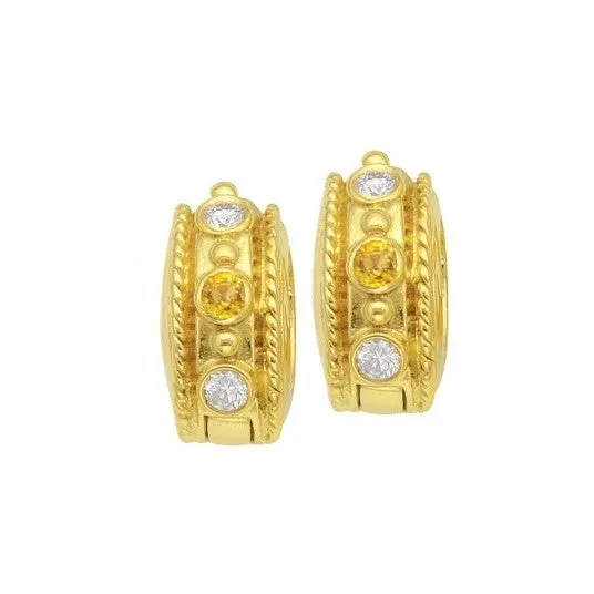 Sapphire and Diamond Huggie Earrings