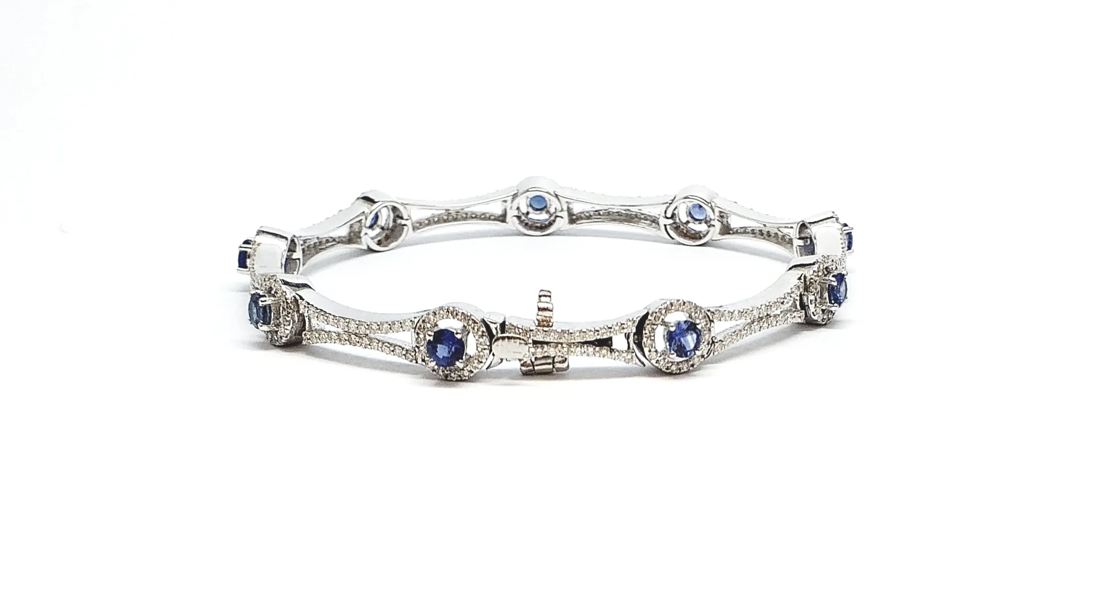 Sapphire and Pave Diamond Halo Bracelet