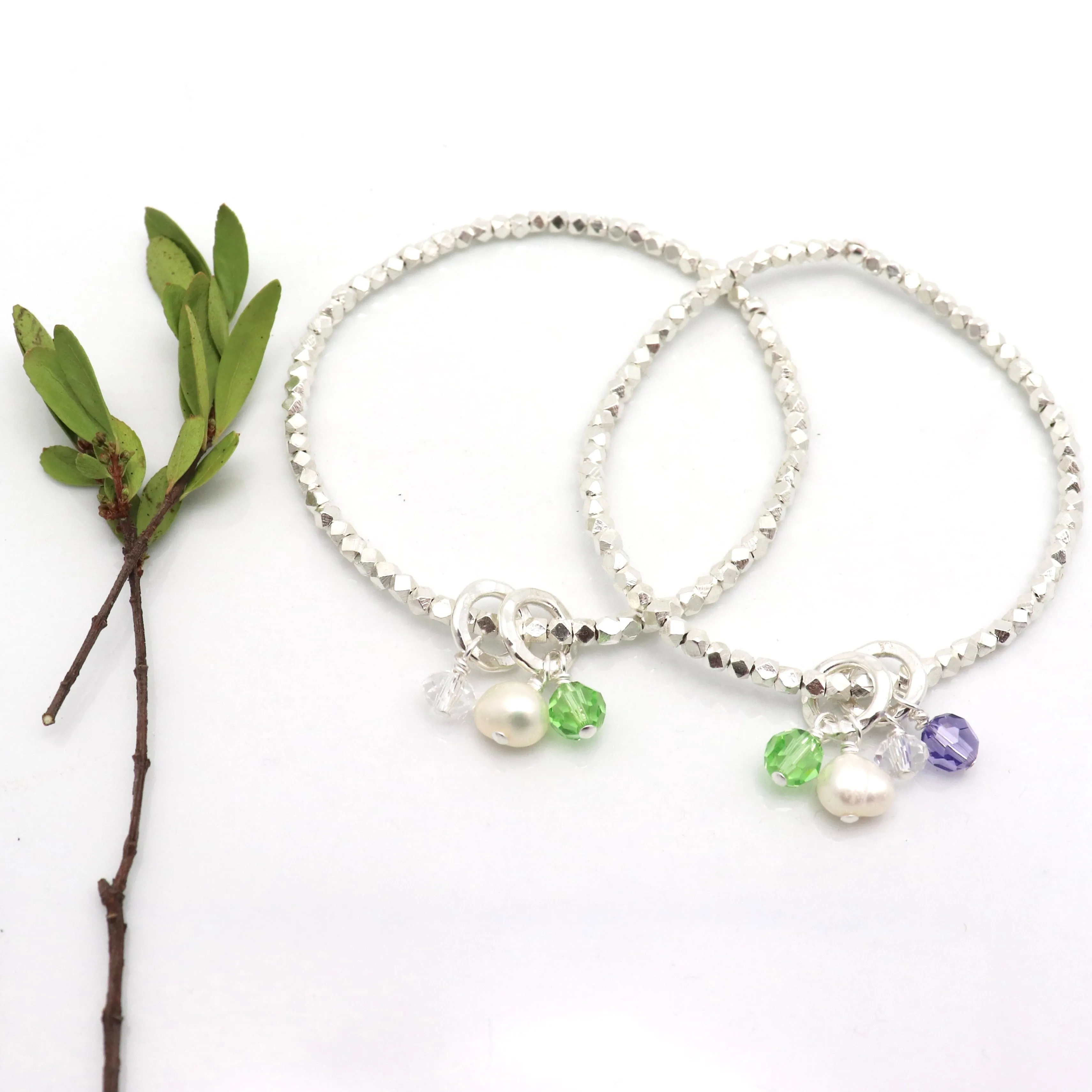 SILVER Birthstone Friendship Bracelets