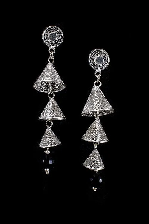 Silver Linings "Cascade" Silver Filigree Handmade Dangle Earrings