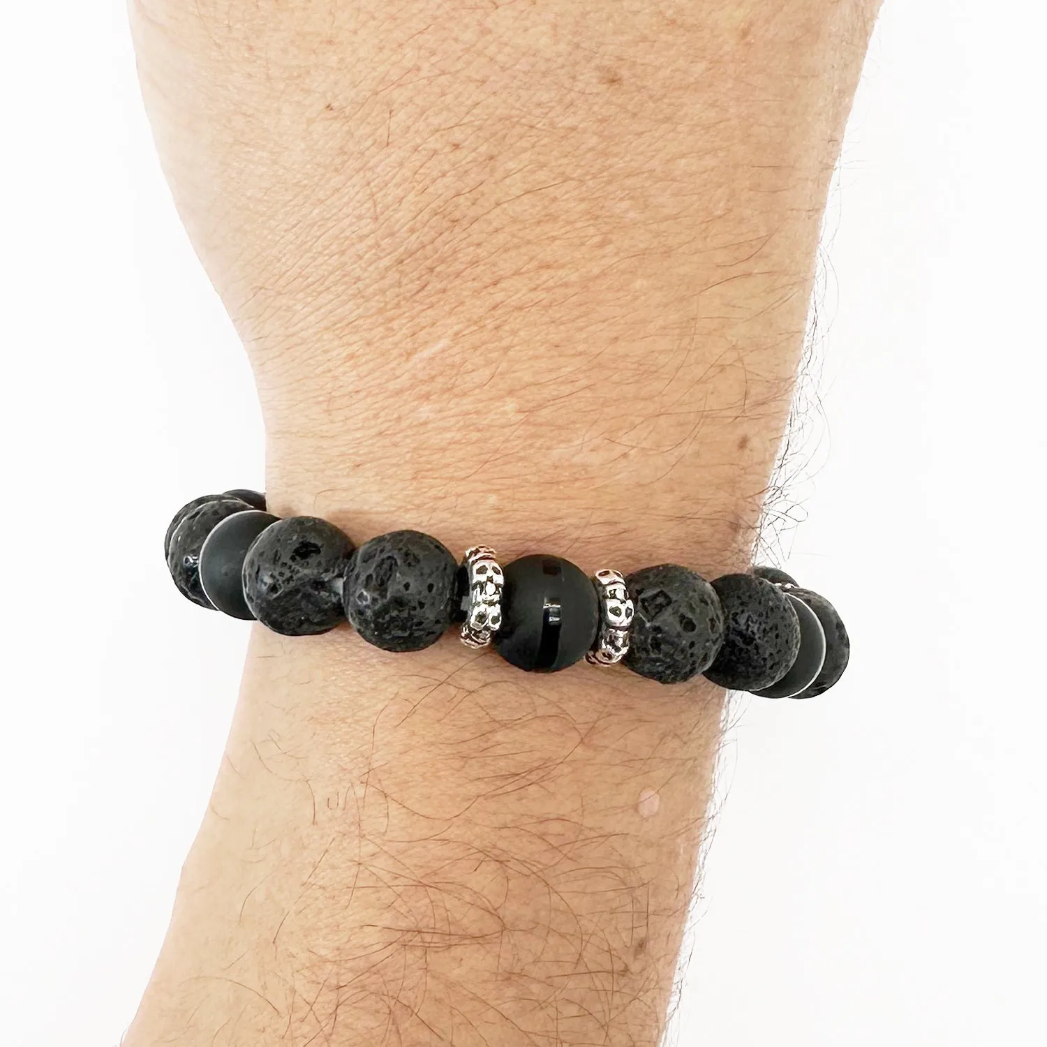 Skulls Black Lava & Onyx Bracelet