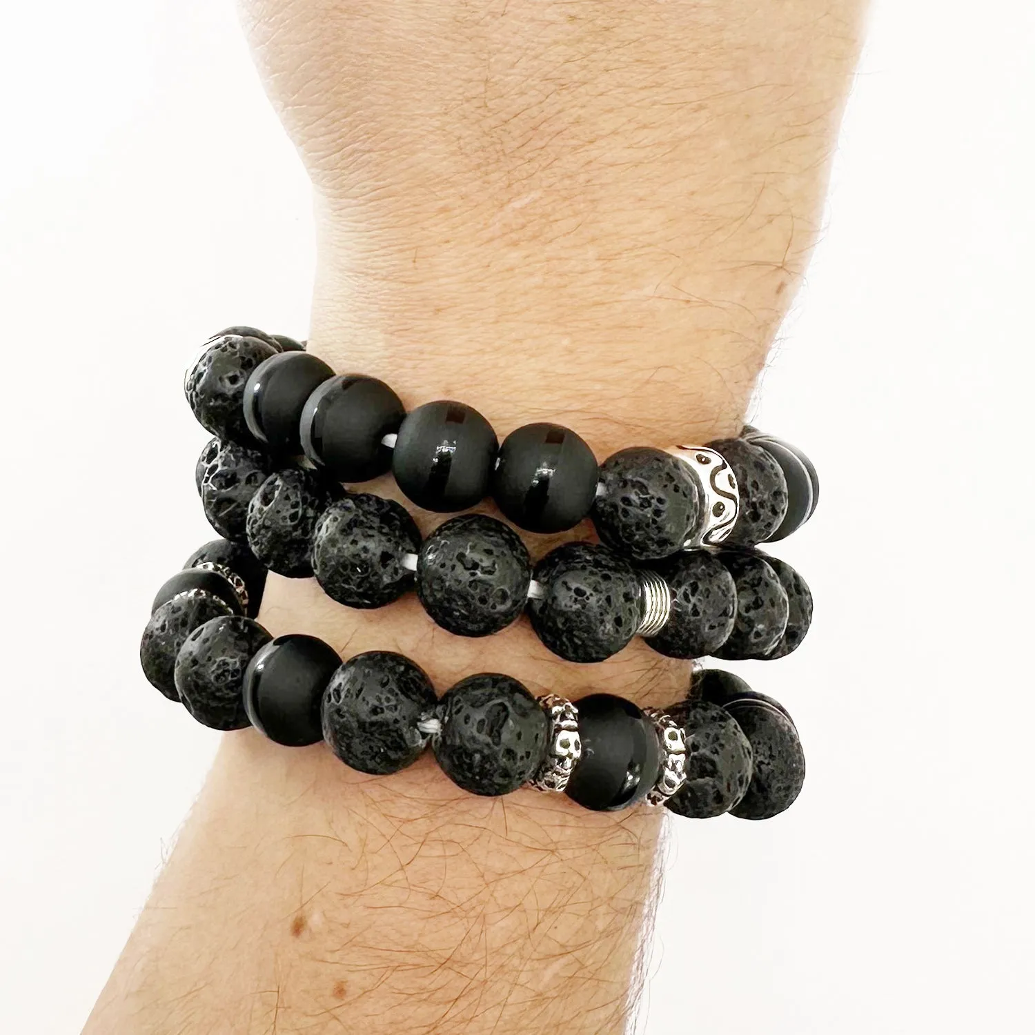 Skulls Black Lava & Onyx Bracelet