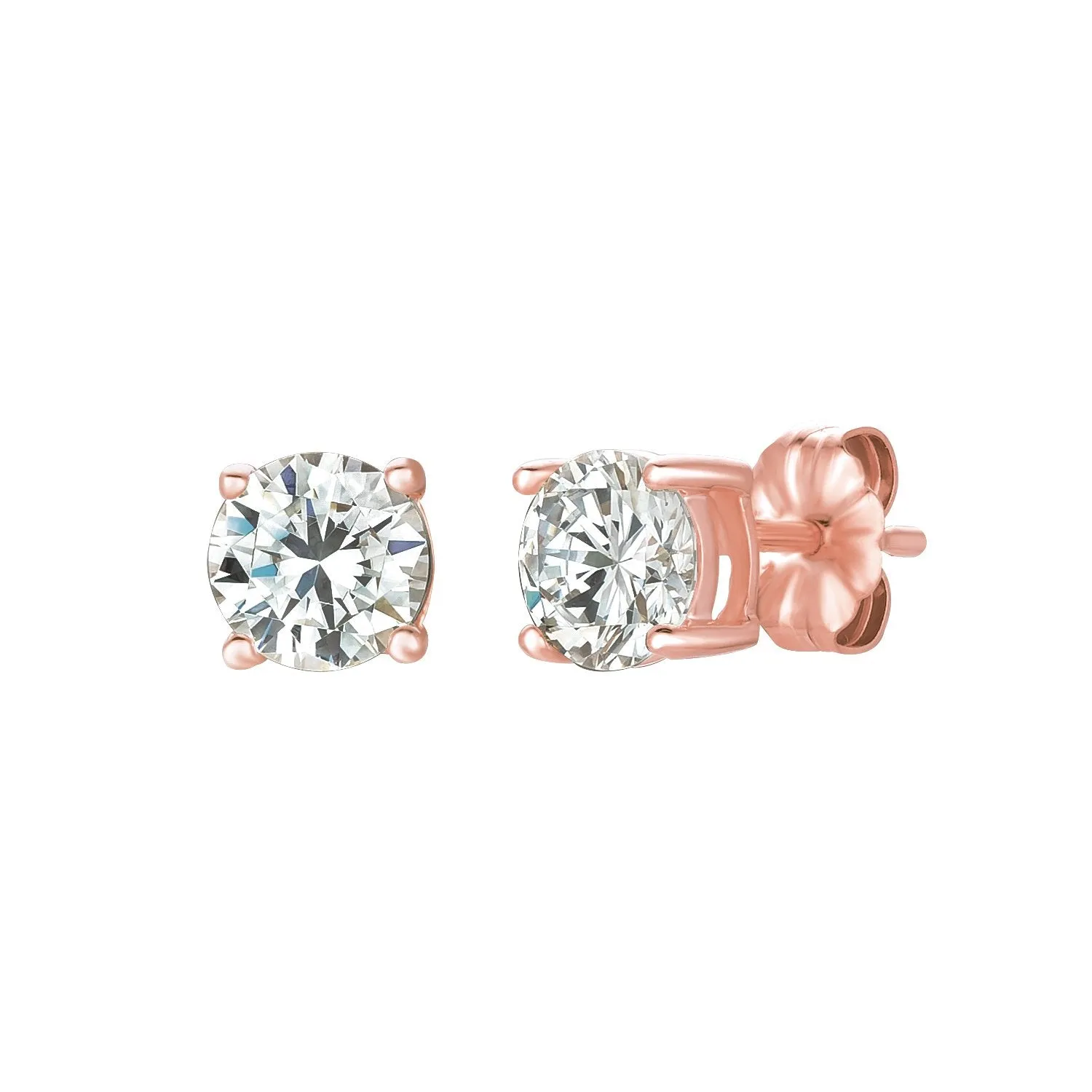 Solitaire Brilliant Stud Earrings Finished in 18kt Rose Gold - 1.5 Cttw