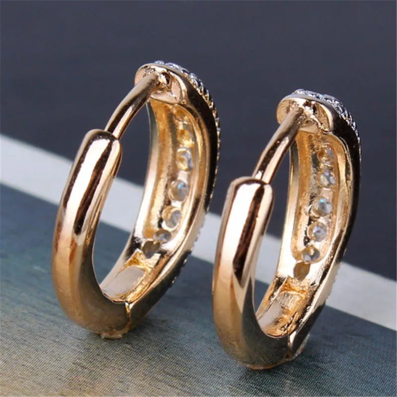 Special Designs Earrings for Women 18K Gold Platinum/White Gold Plated Small Hoop Huggies Earring with Charming Stone