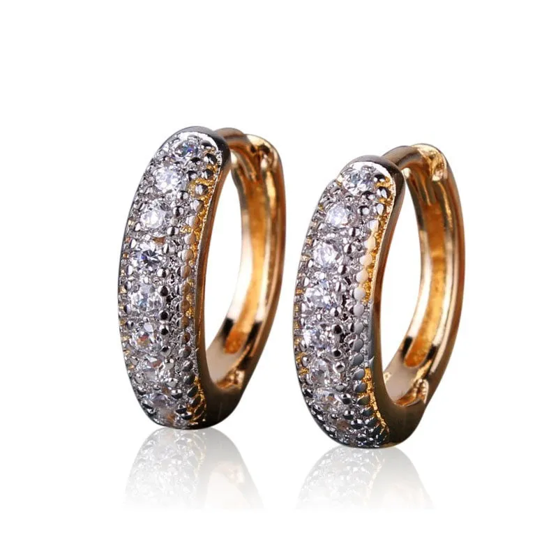 Special Designs Earrings for Women 18K Gold Platinum/White Gold Plated Small Hoop Huggies Earring with Charming Stone