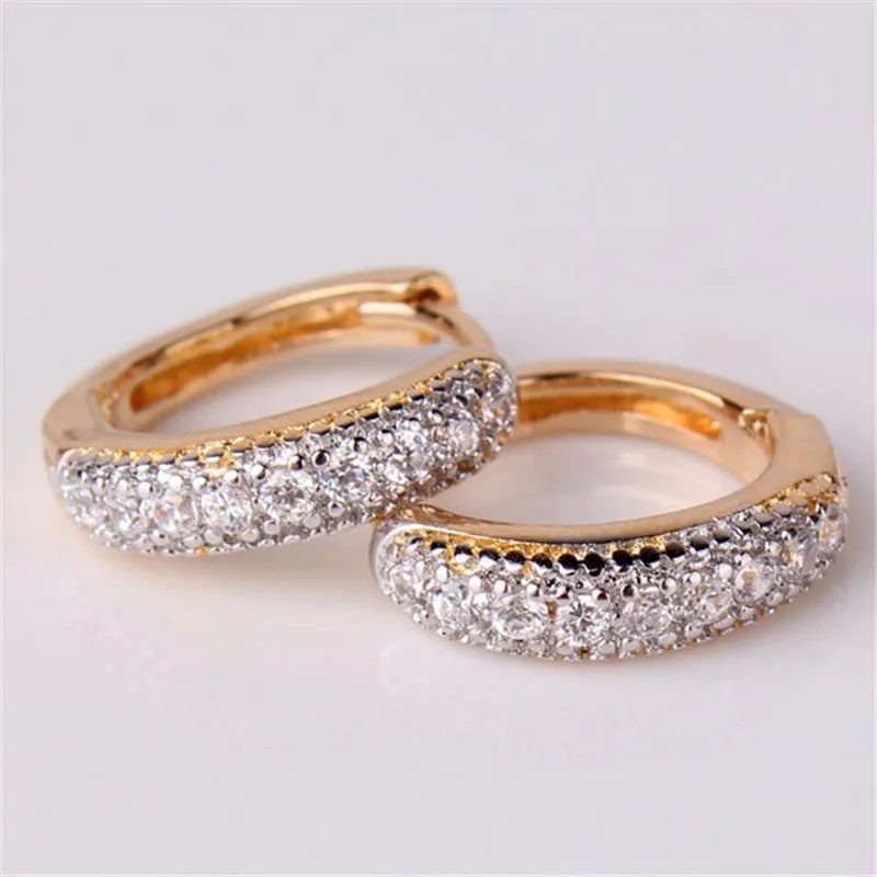 Special Designs Earrings for Women 18K Gold Platinum/White Gold Plated Small Hoop Huggies Earring with Charming Stone