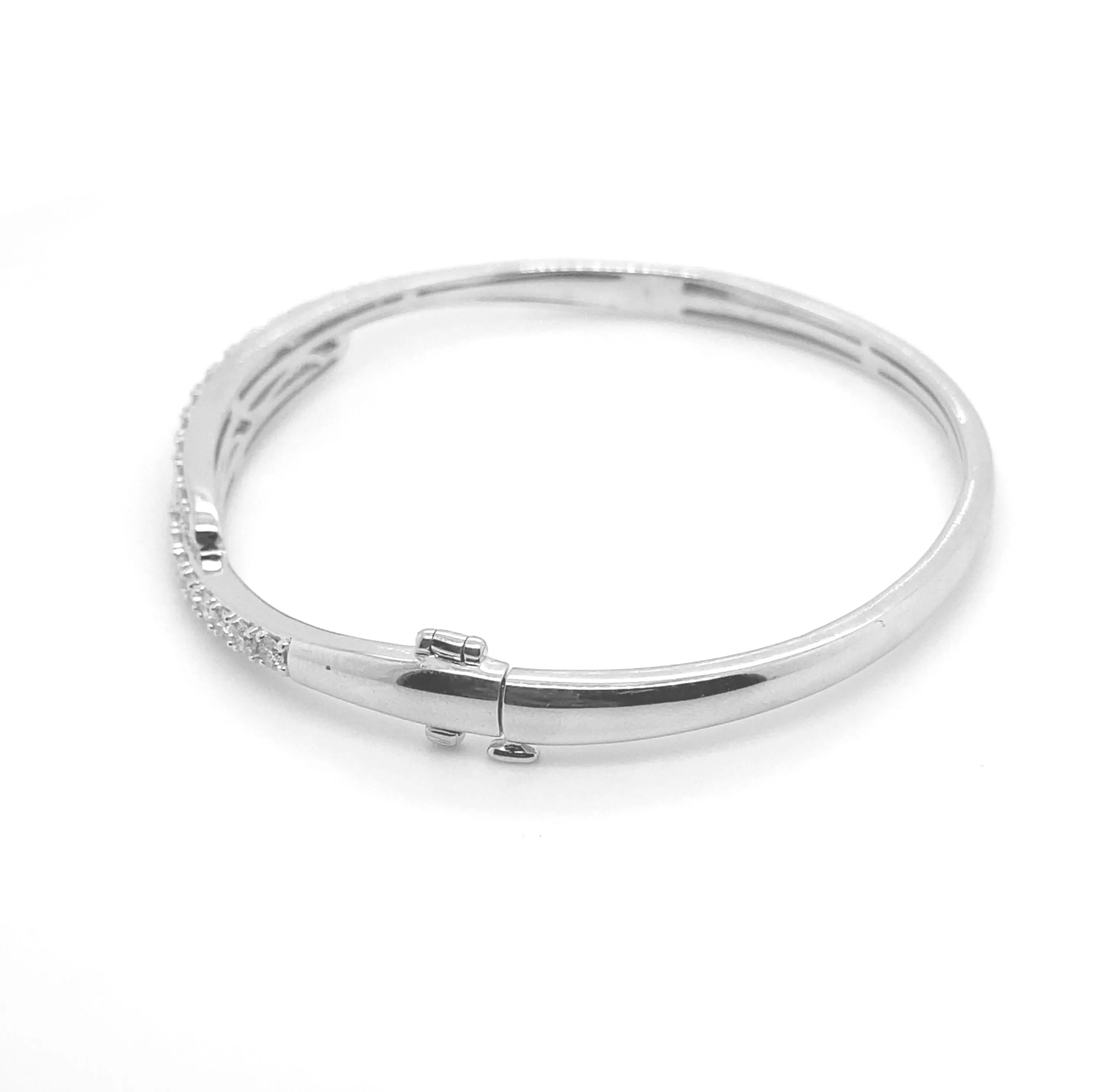 Stack Diamond Bangle Bracelet White Gold B007N