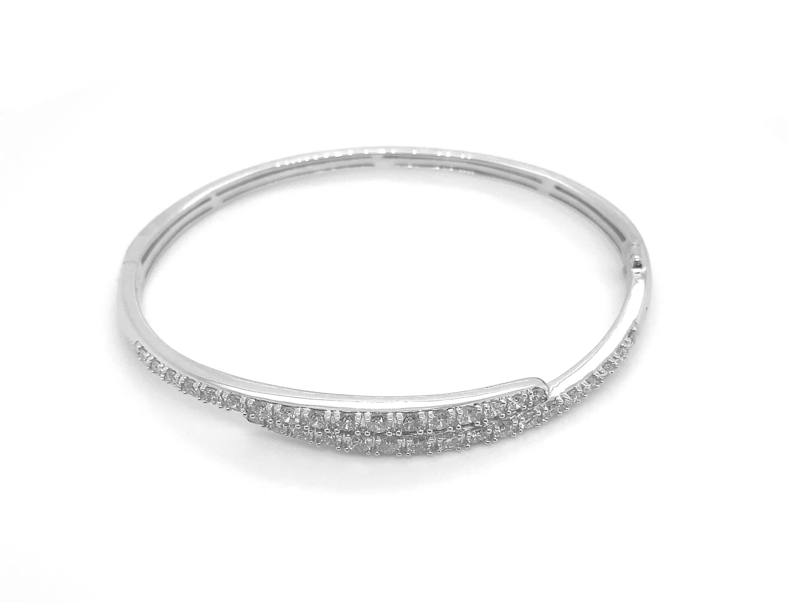 Stack Diamond Bangle Bracelet White Gold B007N