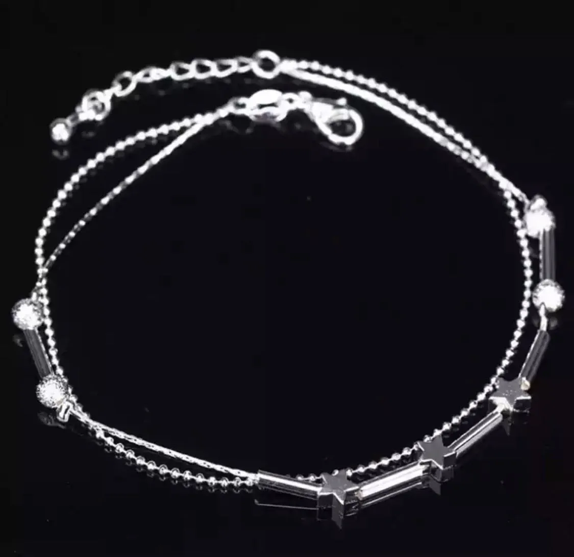 Star Chain Anklet - Silver