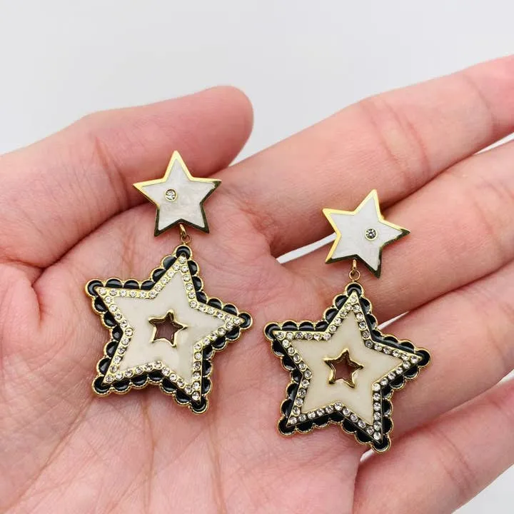 Star Studded Enamel Earrings