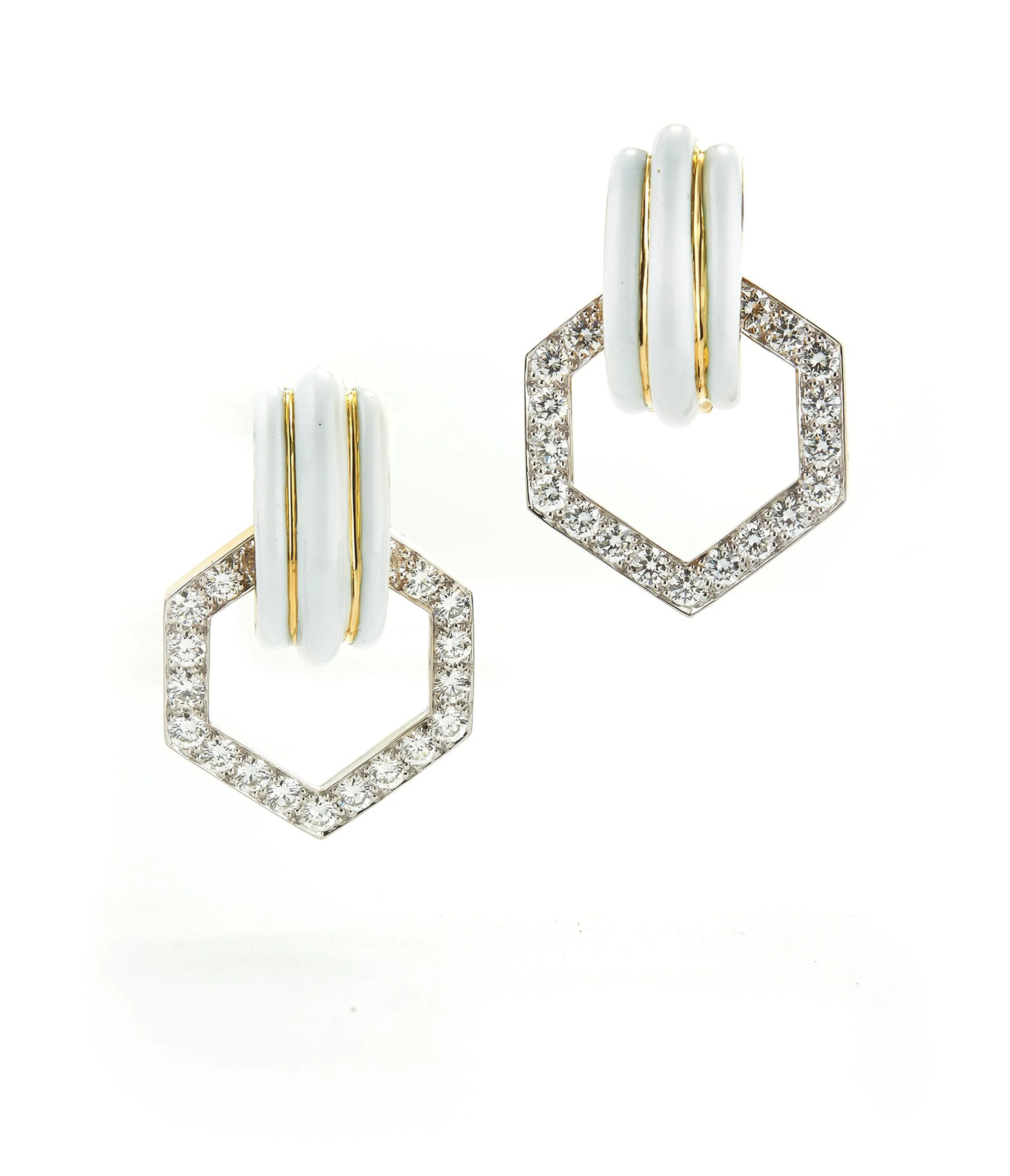 Stella Stripe Earrings, White Enamel