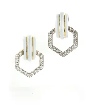 Stella Stripe Earrings, White Enamel