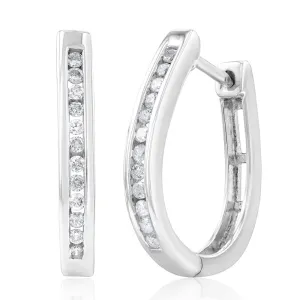 Sterling Silver 1/4 Carat Diamond Hoop Earrings