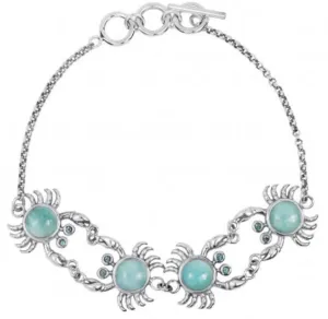 Sterling Silver Crab with Larimar Chain Bracelet