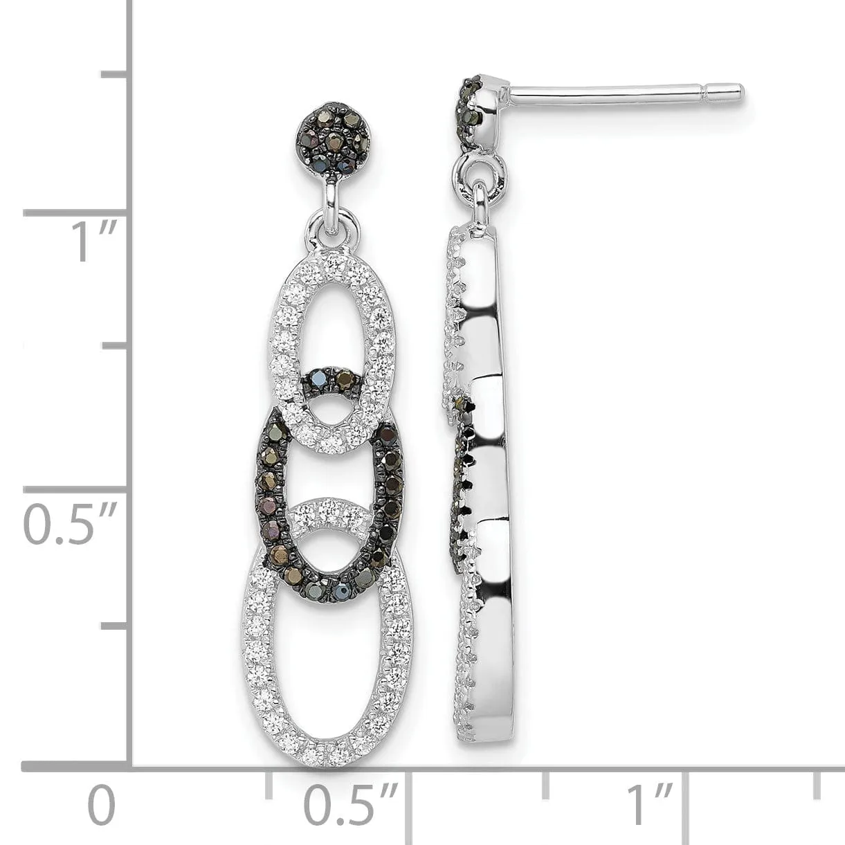 Sterling Silver Cubic Zirconia Oval Earrings