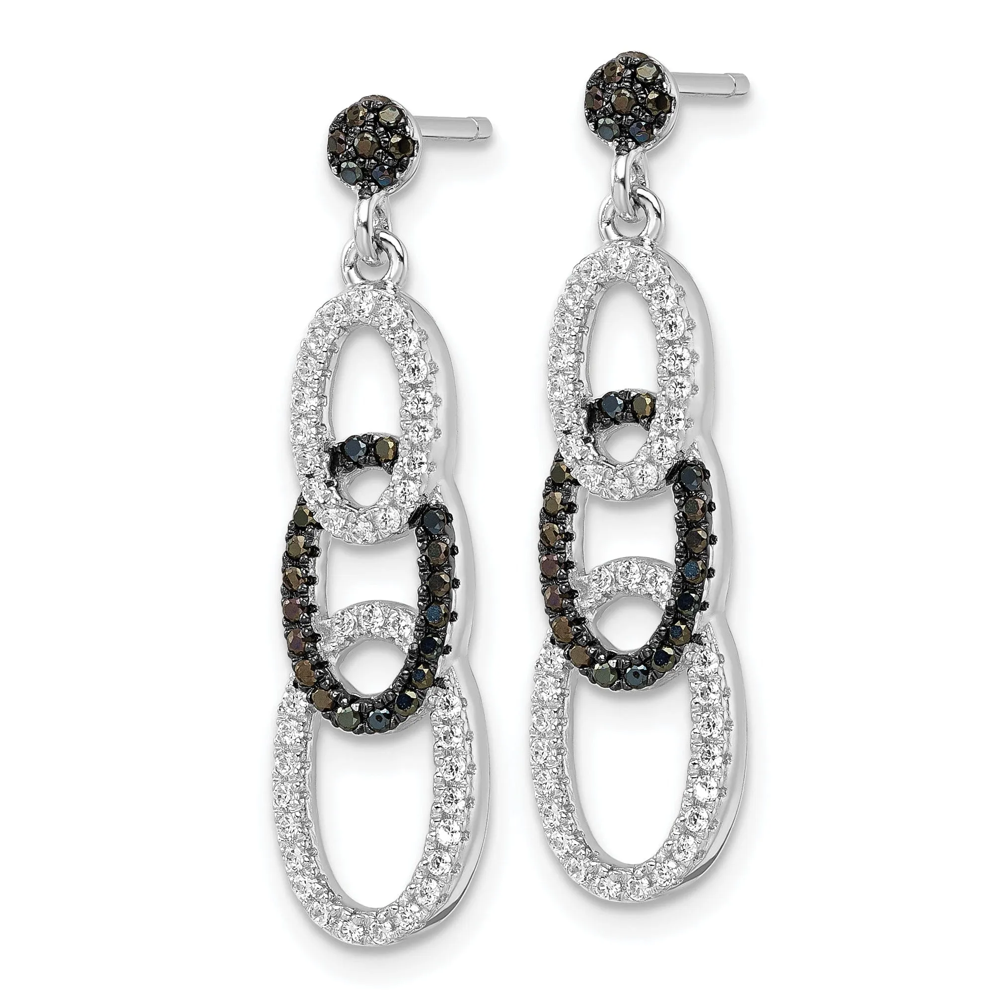 Sterling Silver Cubic Zirconia Oval Earrings