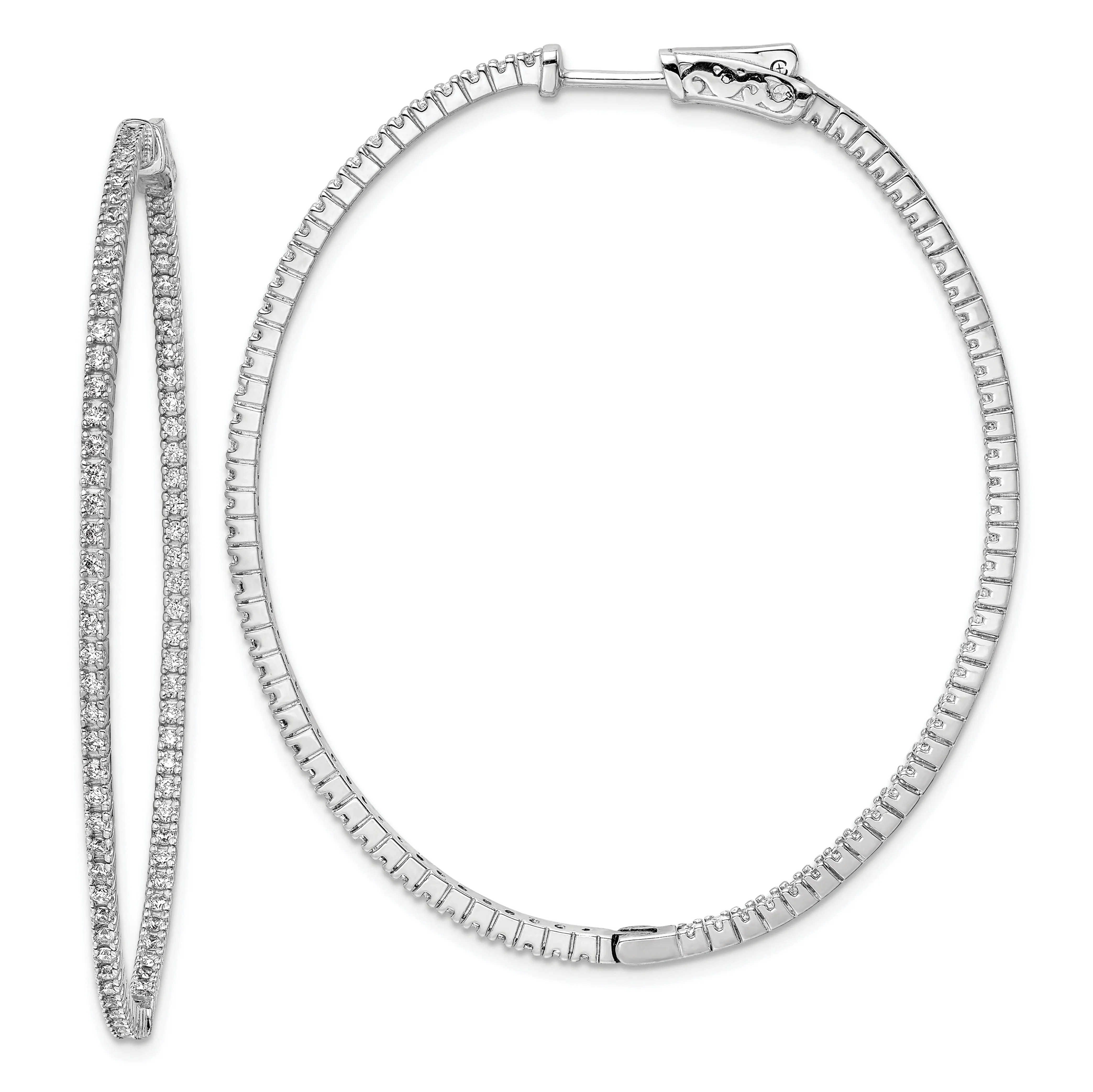 Sterling Silver CZ Oval Hoop Earrings