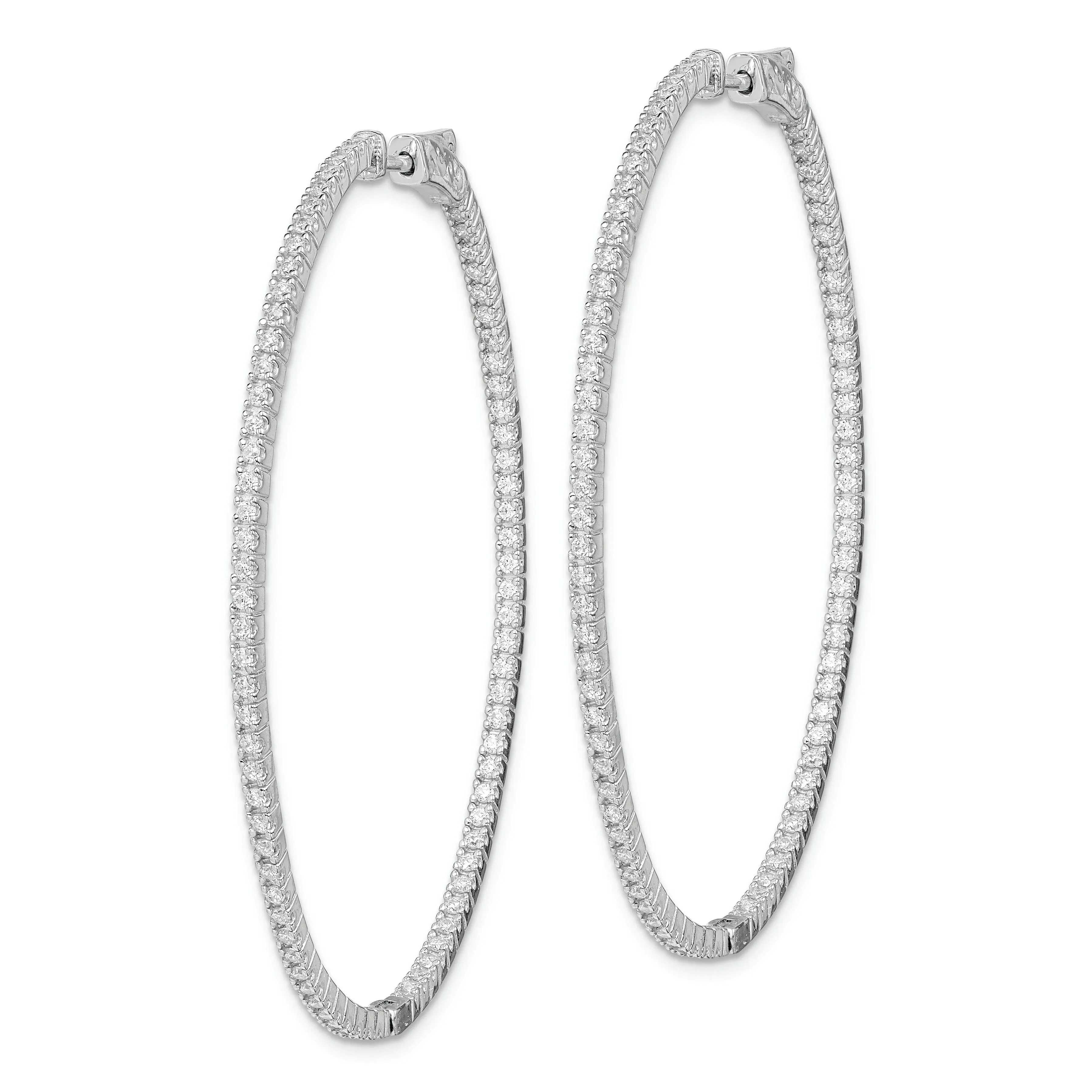 Sterling Silver CZ Oval Hoop Earrings