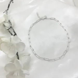 Sterling Silver Paperclip Anklet