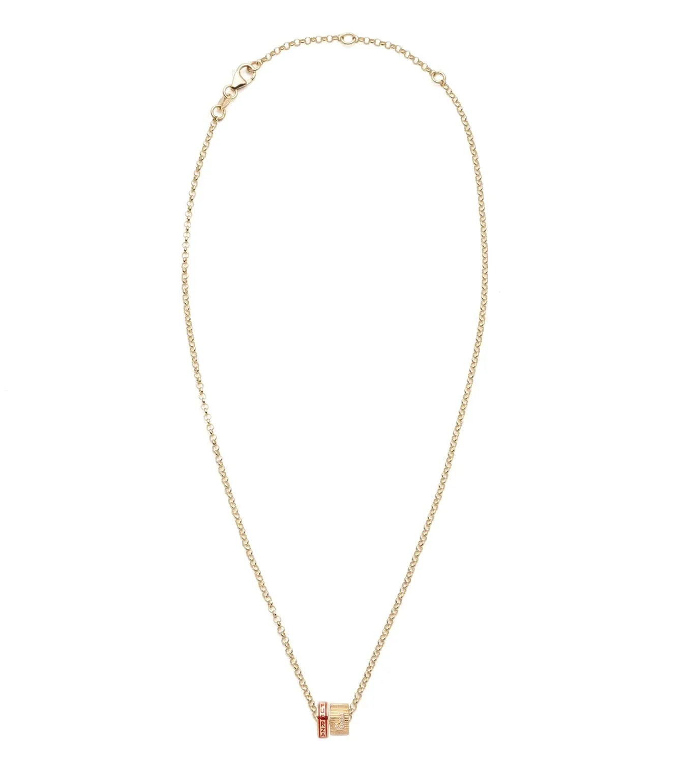 Strength & Pave Diamond Initial : Heart Beat Fine Belcher Chain Necklace