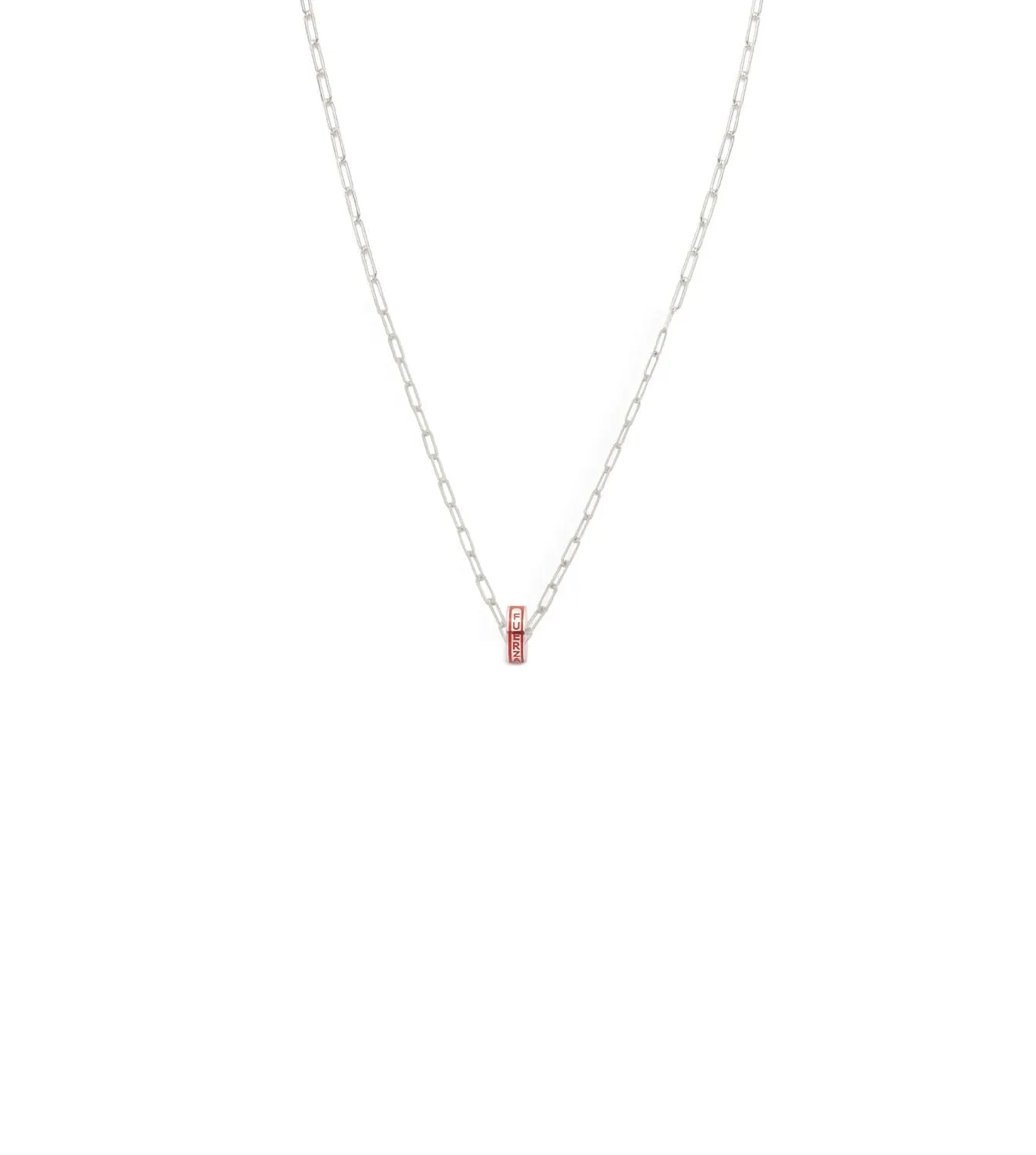 Strength : Heart Beat Super Fine Clip Chain Necklace White Gold