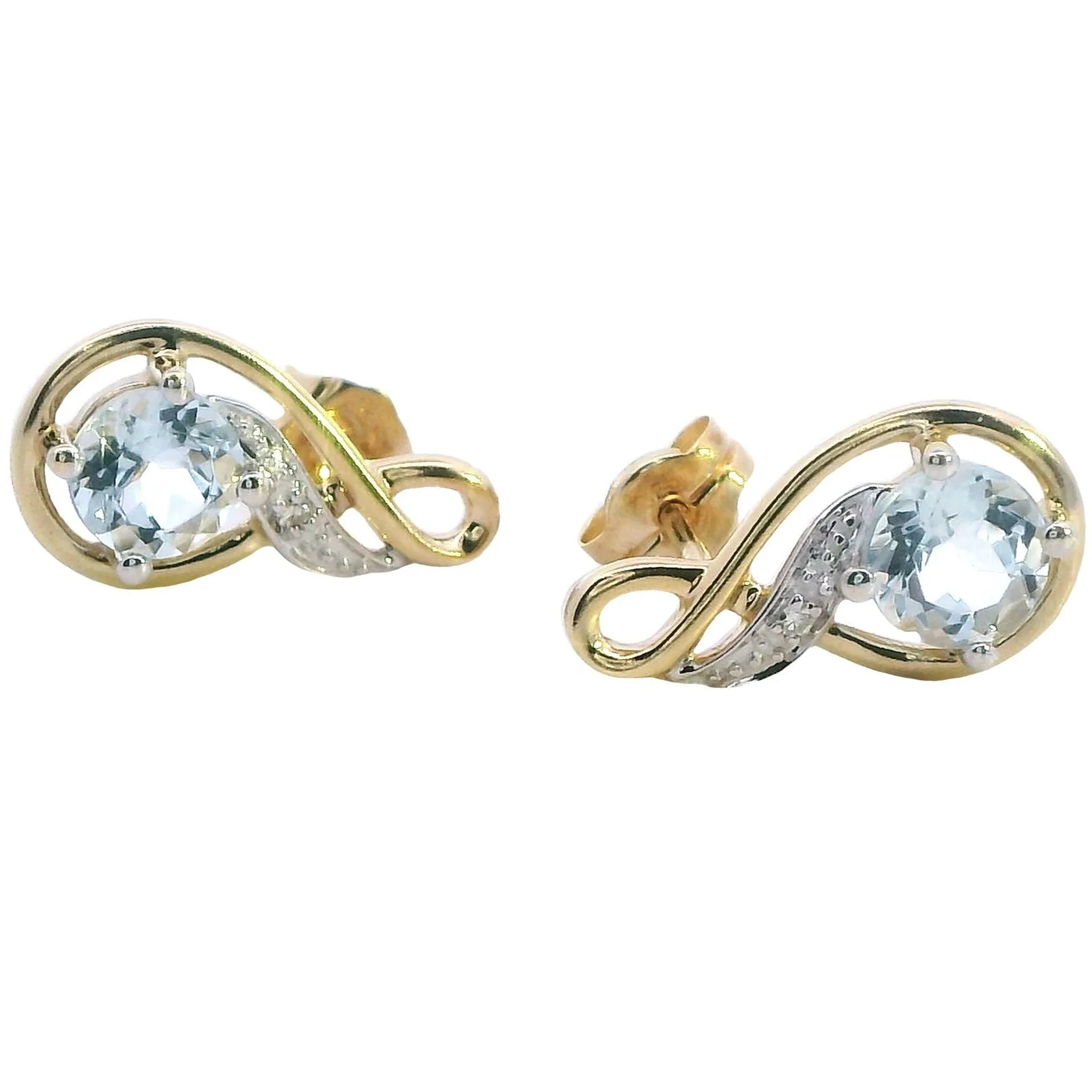 Stunning 9ct Yellow Gold Aquamarine & Diamond Earrings - A Splash of Sea and Sparkle