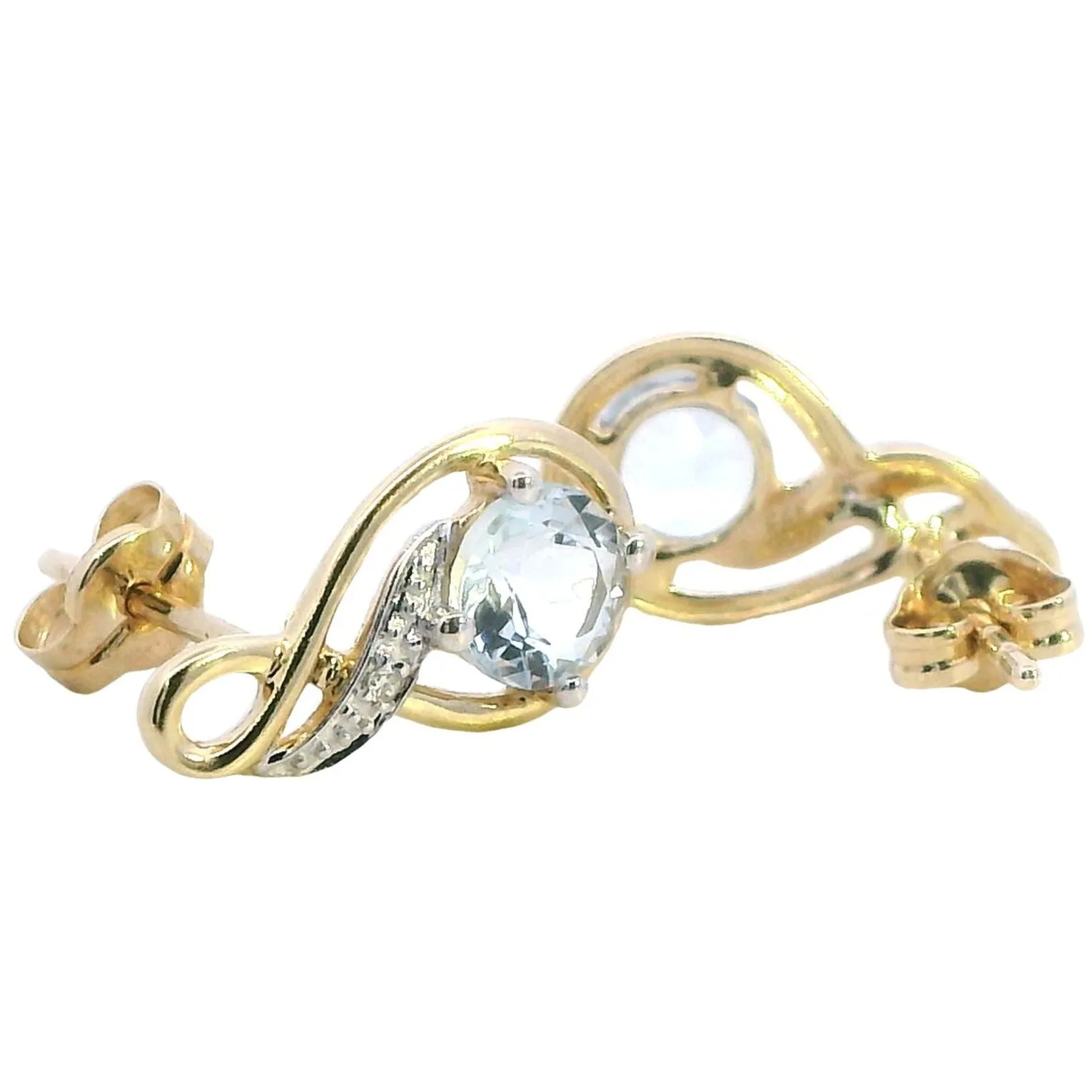 Stunning 9ct Yellow Gold Aquamarine & Diamond Earrings - A Splash of Sea and Sparkle